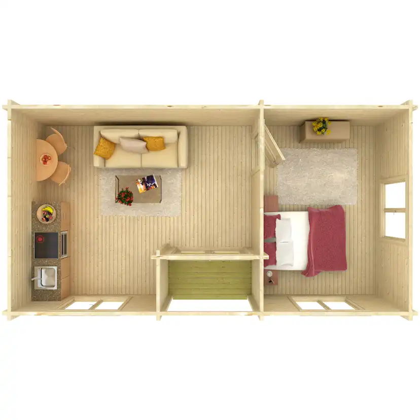 Fritidshus Palmako Anna 30,8 m² Komplett Stuga med Sadeltak