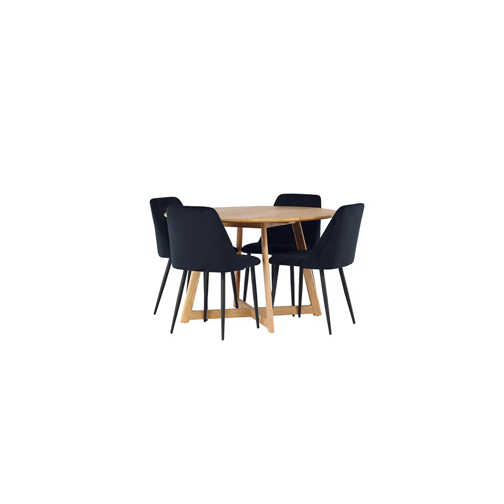 Matgrupp Venture Home Yakidon Ø120 cm med 4 st Night stolar