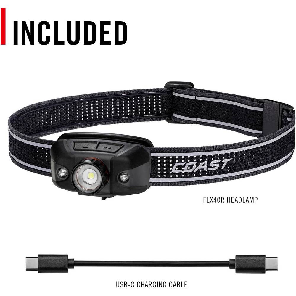 Uppladdningsbar Coast FLX40R Pannlampa med trefärgat ljus 700 lumen