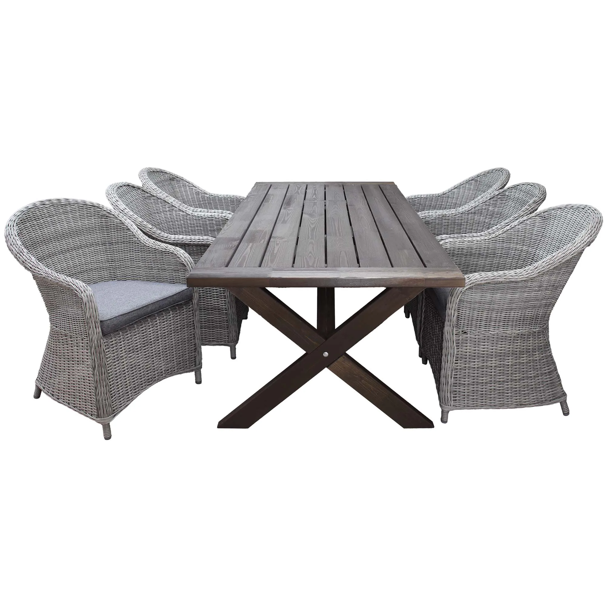 Matgrupp Utomhus Baltic Garden 220 cm bord och 6 Belize grå stolar