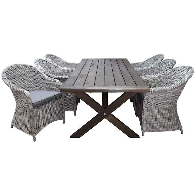 Matgrupp Utomhus Baltic Garden 220 cm bord och 6 Belize grå stolar