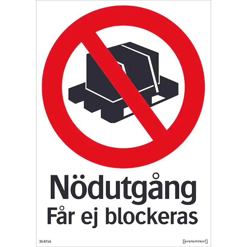 Skylt Systemtext Nödutgång 210x297 mm Plast