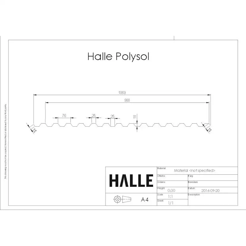Polysol Komplett 3 skivor L= 3,0 m Opal LxB 3000x2964 mm