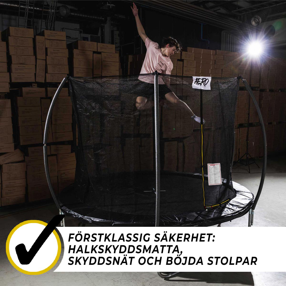 Studsmatta React Aero med Skyddsnät 3,96 m