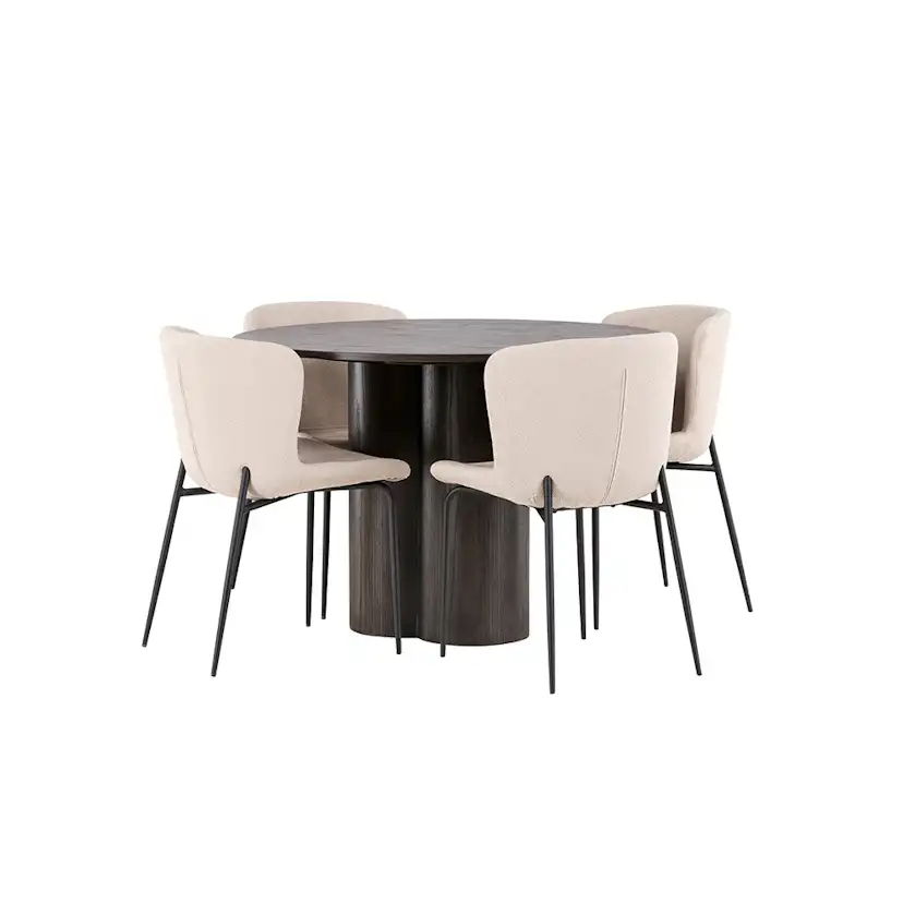 Matgrupp Venture Home Olivia Ø 110 cm med 4 Modesto Stolar