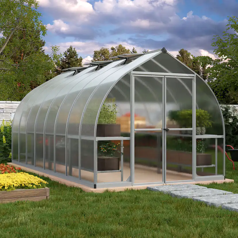 Växthus Canopia by Palram Bella Aluminiumram med UV-Skyddad Polykarbonat & Ventilationsfönster, 11,8 m²