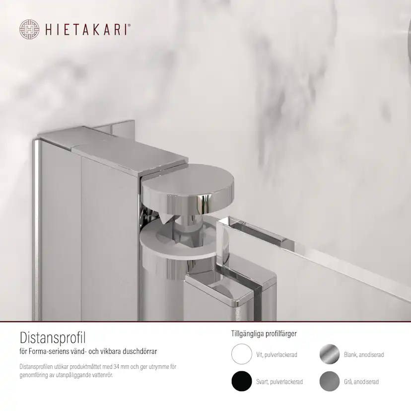 Distansprofil Hietakari för Duschvägg Forma Vändbar/Vikbar Anodiserad Blank