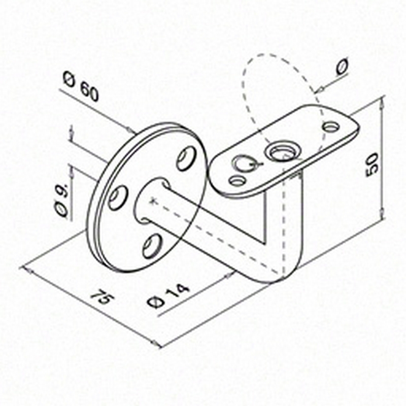 Väggfäste Herrljunga Ledstångsfabrik 0103 Utomhus Skålad