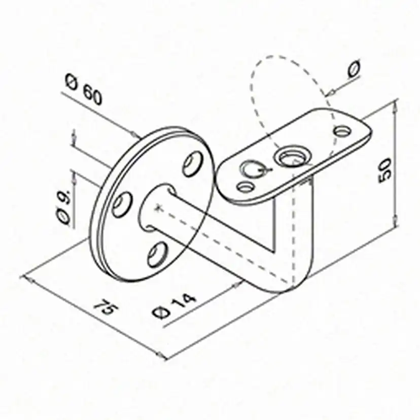 Väggfäste Herrljunga Ledstångsfabrik 0103 Utomhus Skålad