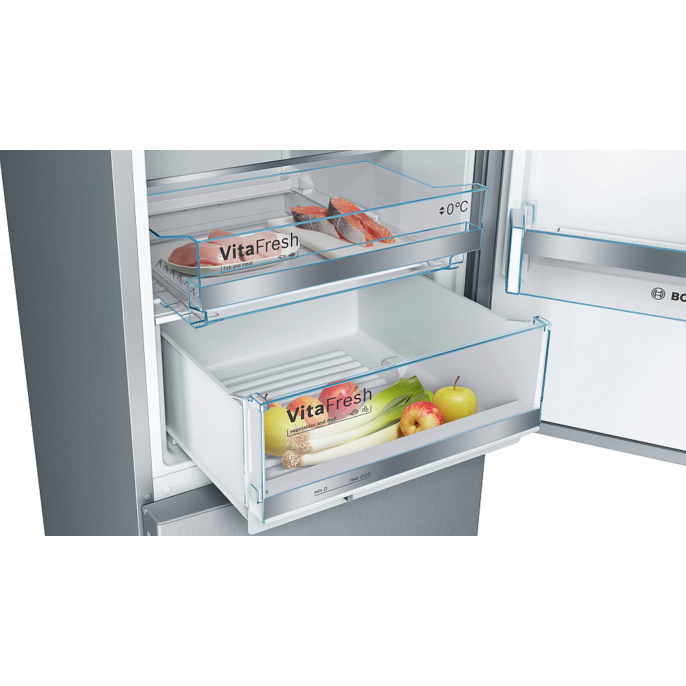 Fristående Kyl & Frys Bosch Serie 6 KGE398IBP Rostfri med Två Kylsystem För Optimal Nedkylning