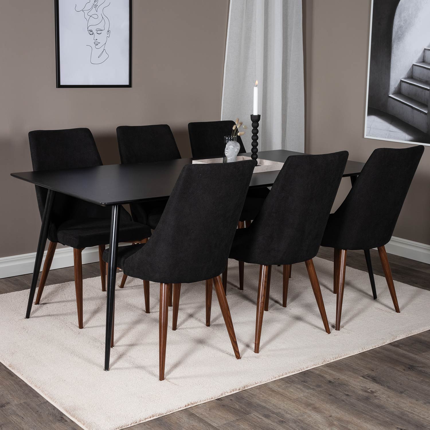 Matgrupp Venture Home Silvia med 6 Laura Stolar Polyestertyg