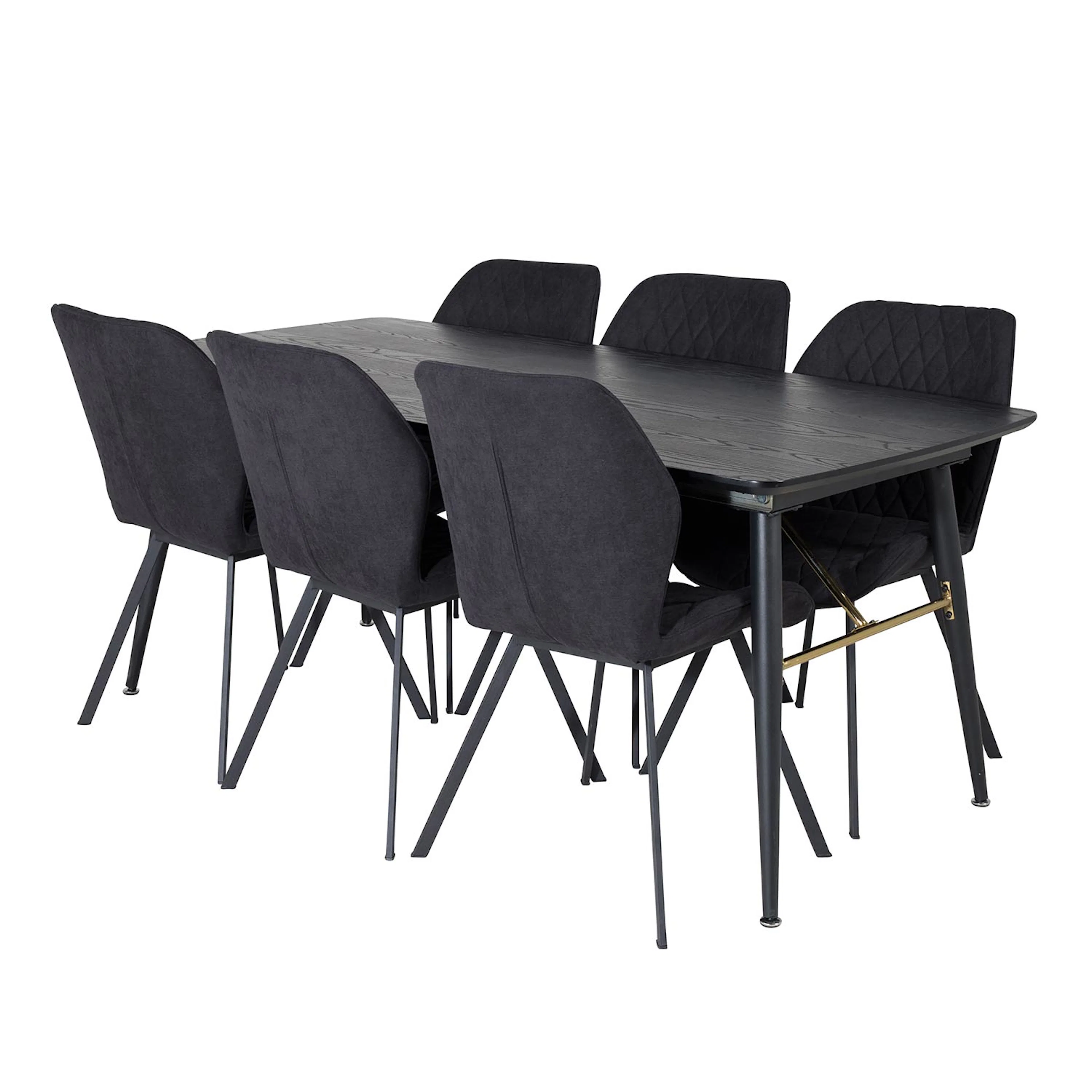Gold Extention table -Black Veneer+GemmaChair - - Black _6 Svart/Svart