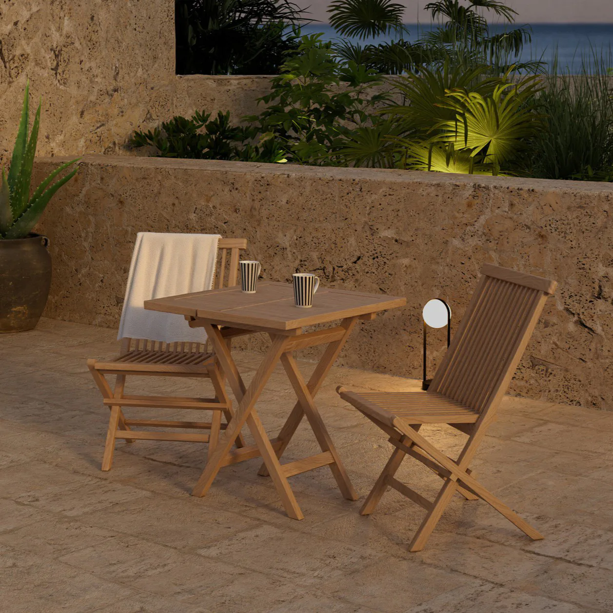 Kenya Table - Nature with 2 Kenya Chair - Nature Färg: Natur