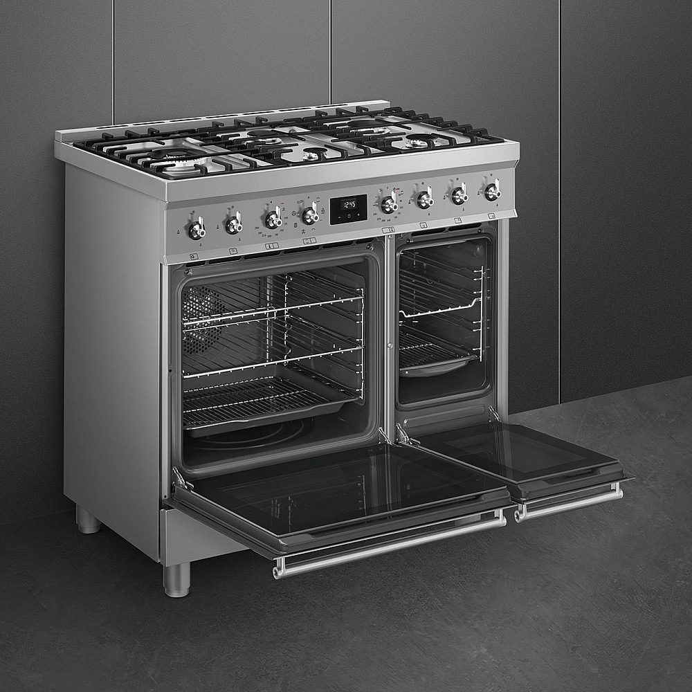 Gasspis Smeg C92GMX2 Sinfonia Rostfri med Dubbelugn och Grillfunktion