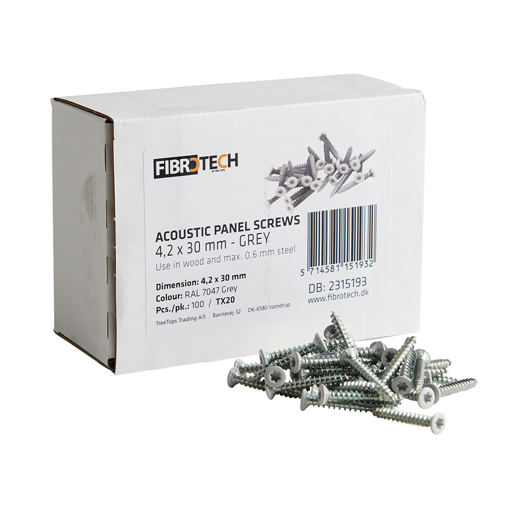 Skruv Fibrotech Akustikpanel 4,0x30 mm Grå 100 st