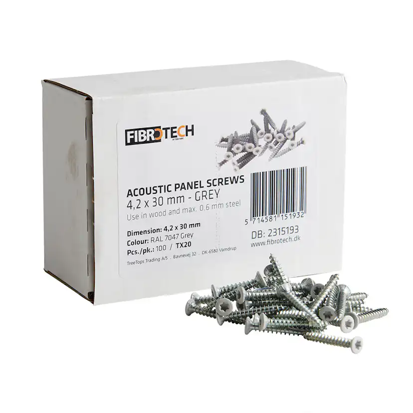 Skruv Fibrotech Akustikpanel 4,0x30 mm Grå 100 st