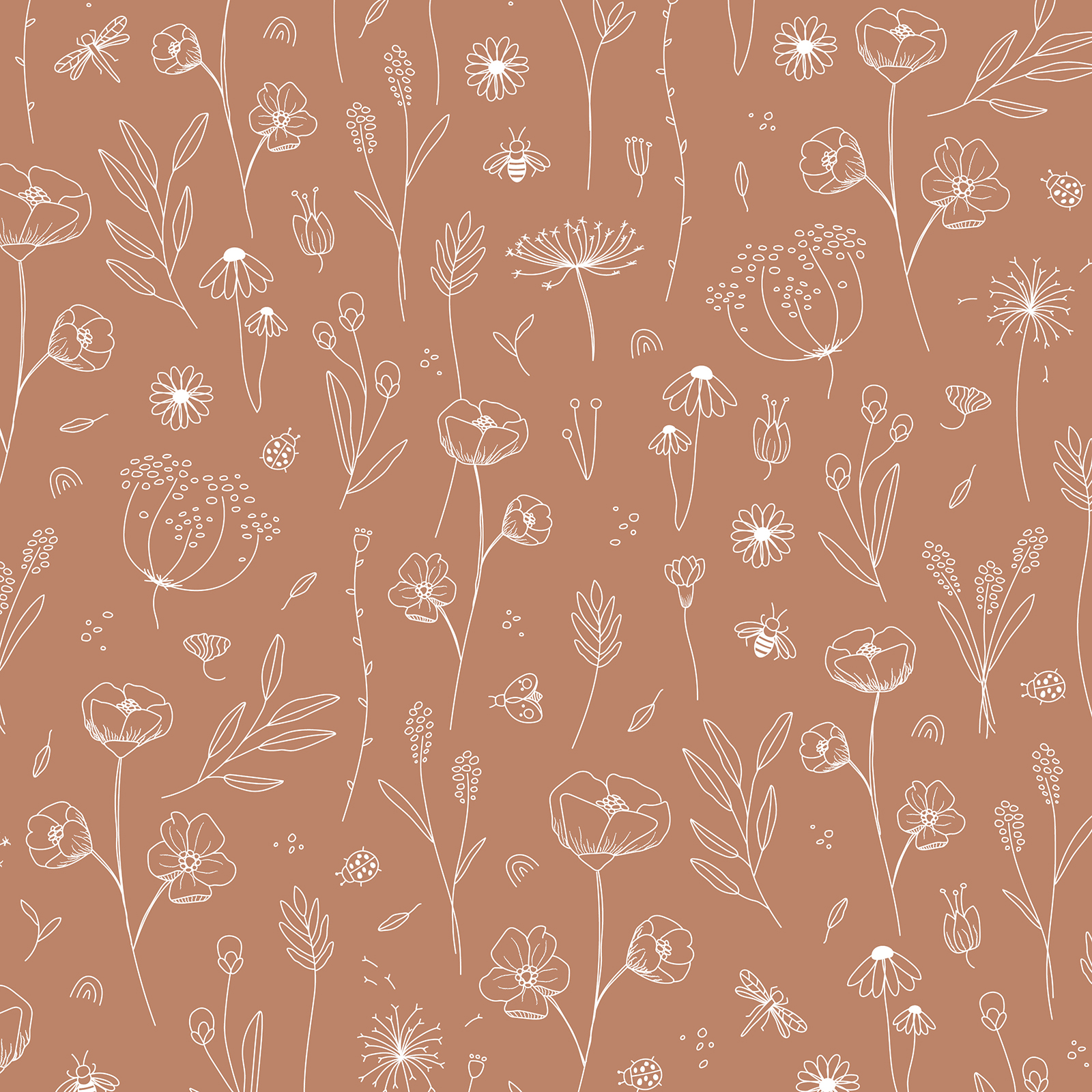 Tapet Little Dutch Wild Flowers Rust