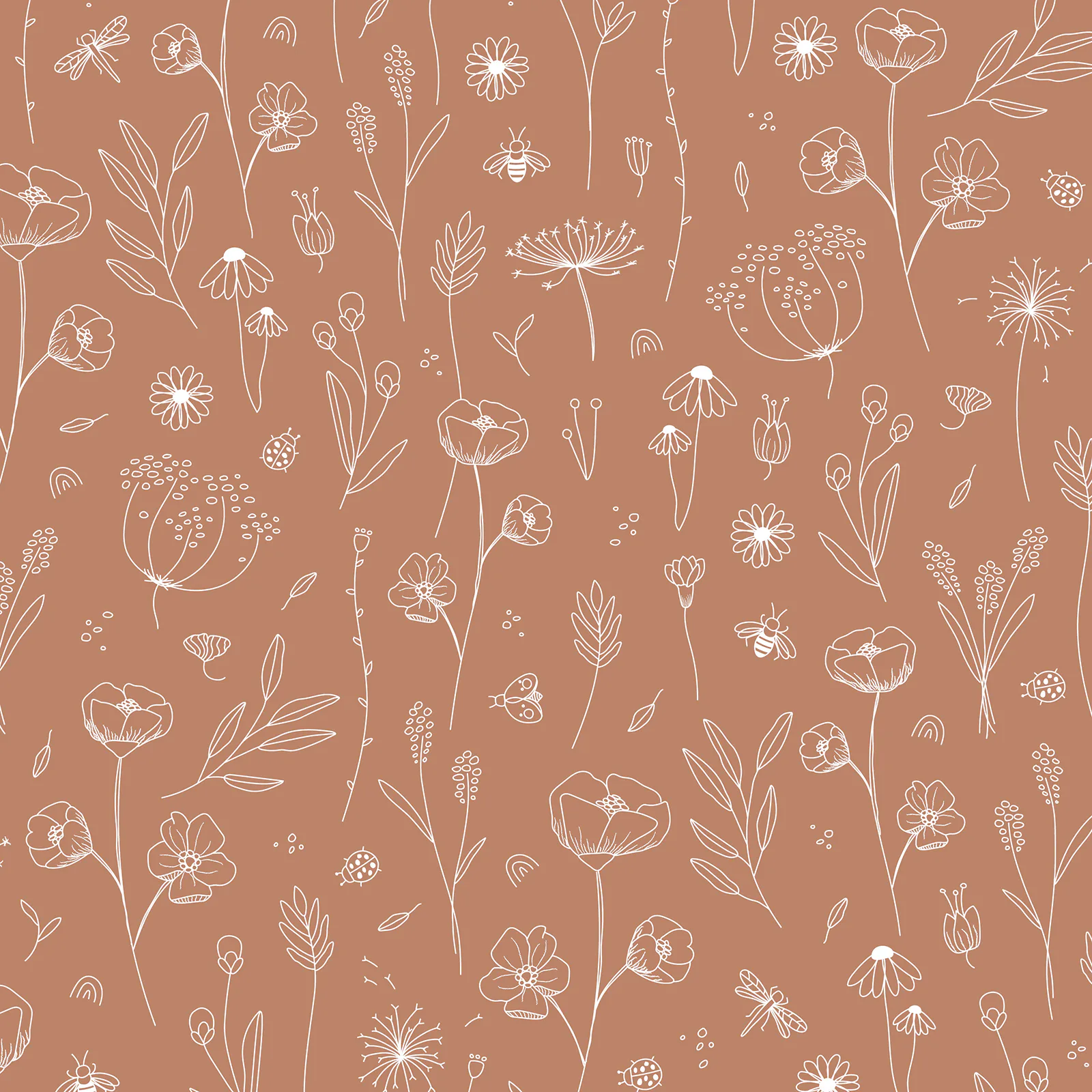Tapet Little Dutch Wild Flowers Rust
