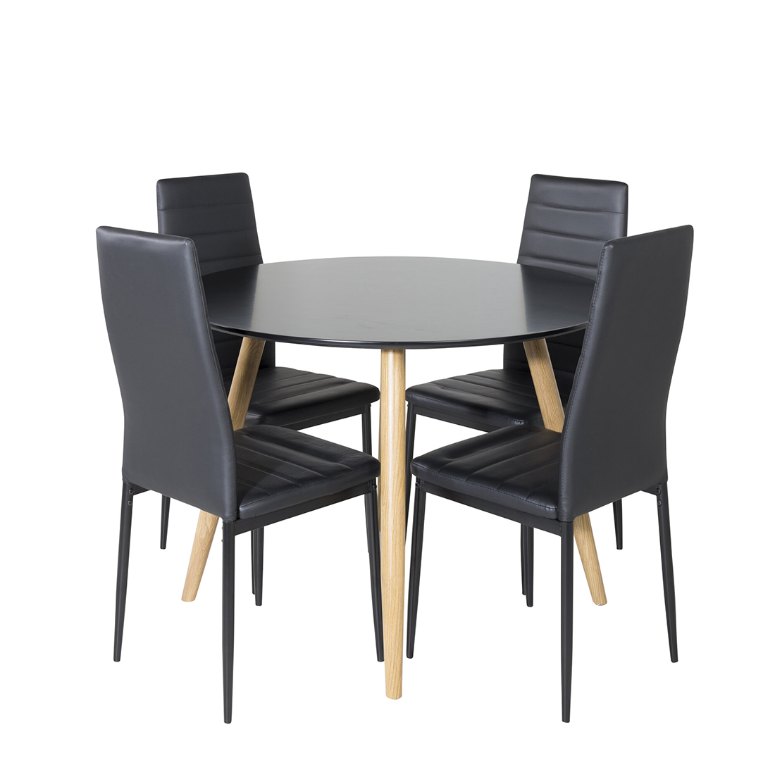 Matgrupp Venture Home Plaza Ø100 cm med 4st Slim Matstolar