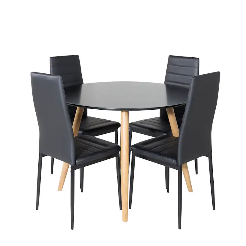 Matgrupp Venture Home Plaza Ø100 cm med 4st Slim Matstolar