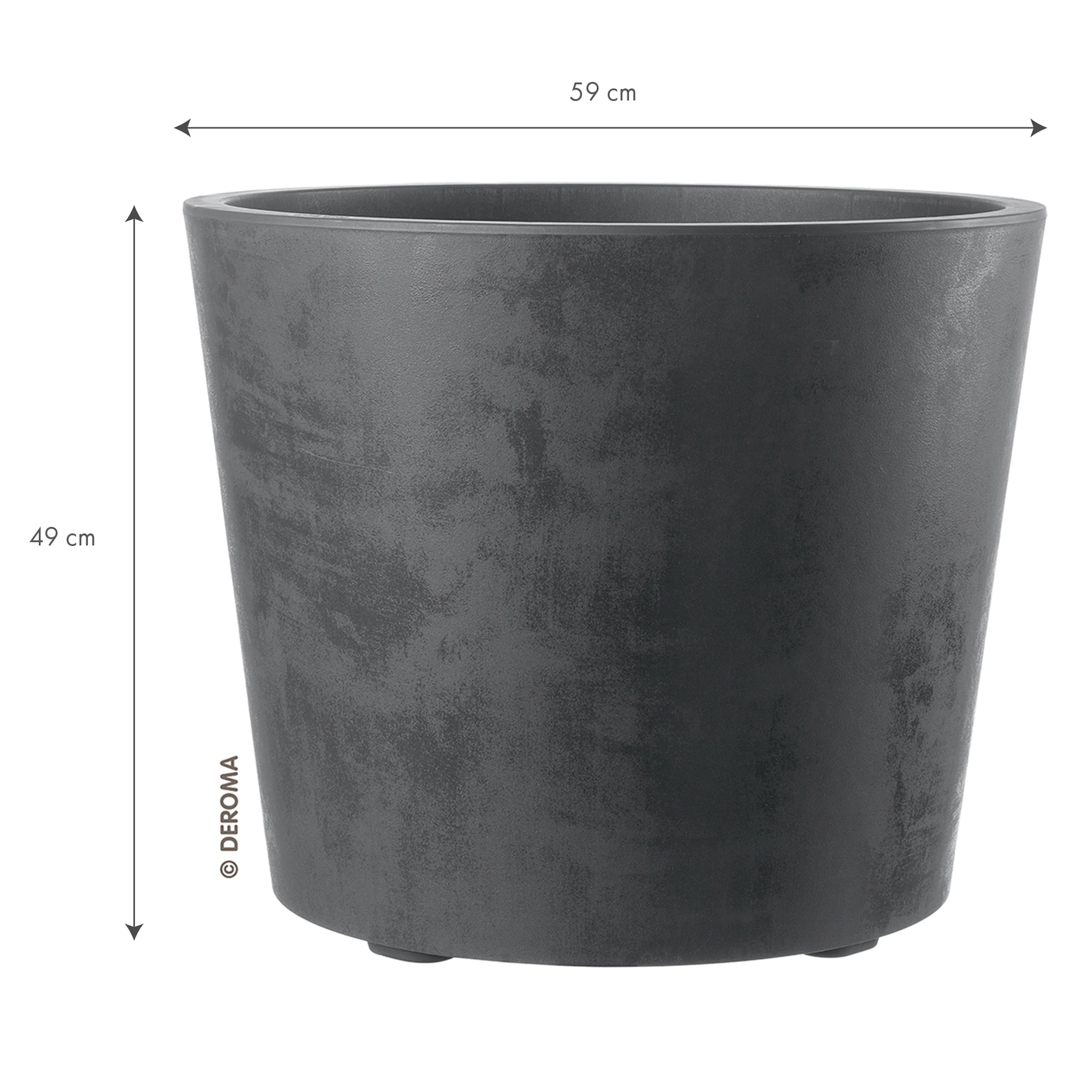 Kruka Deroma Millennium Antracit Med Hjul Rund 59 x 49 cm