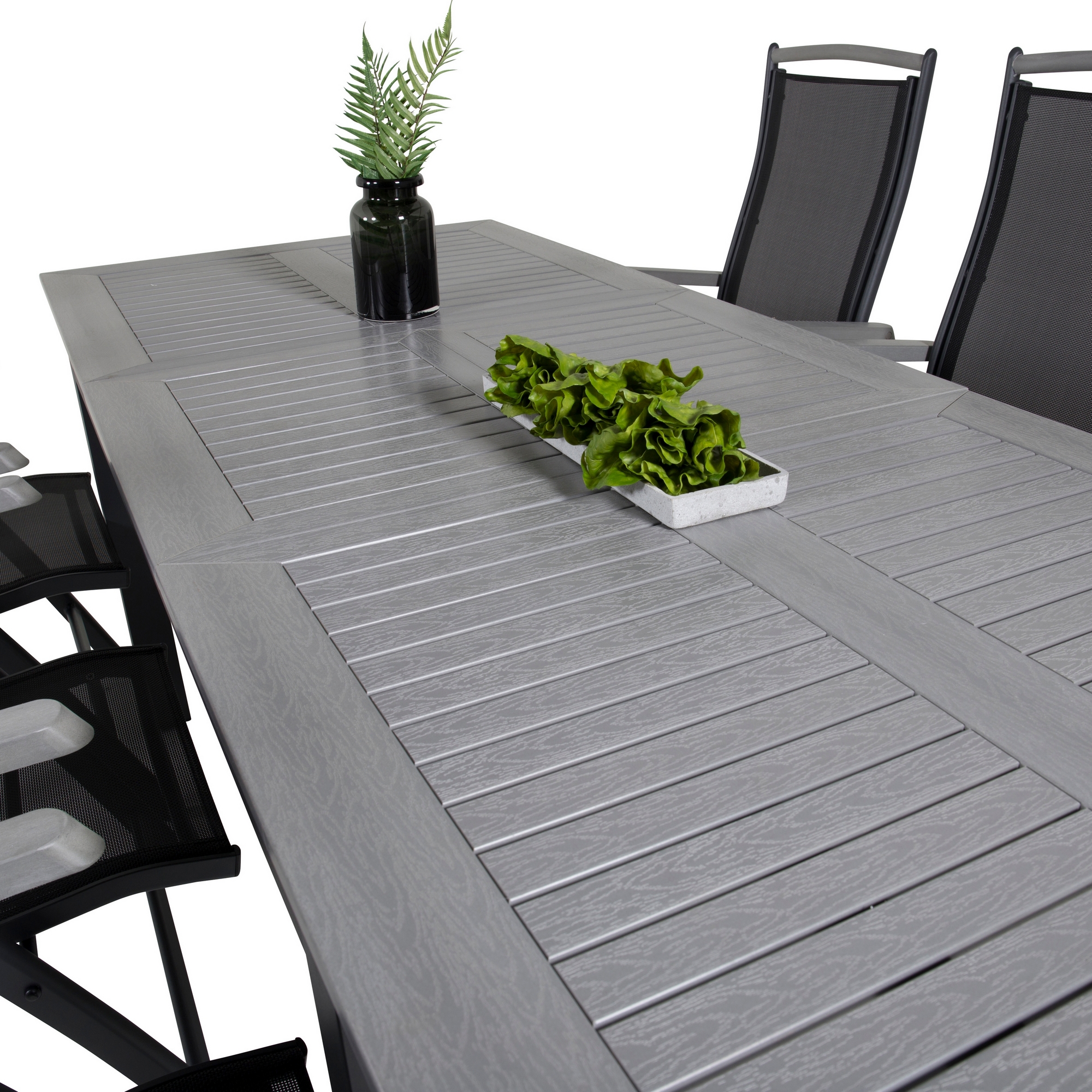 Albany Dining Table 160/240*100 - Svart Alu / Grey Aintwood+ Svart/Grå