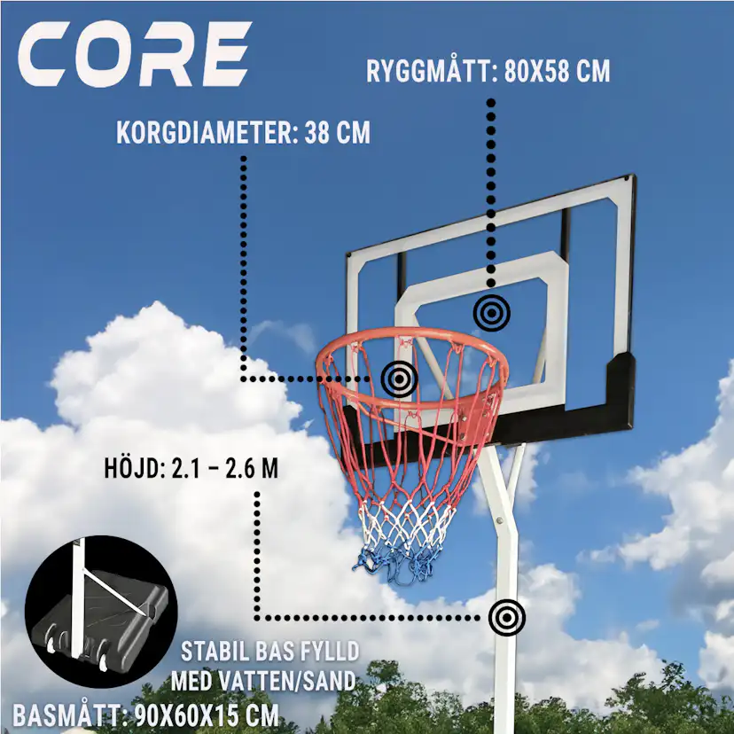 Basketkorg Nordcore för Ung 2,1-2,6m