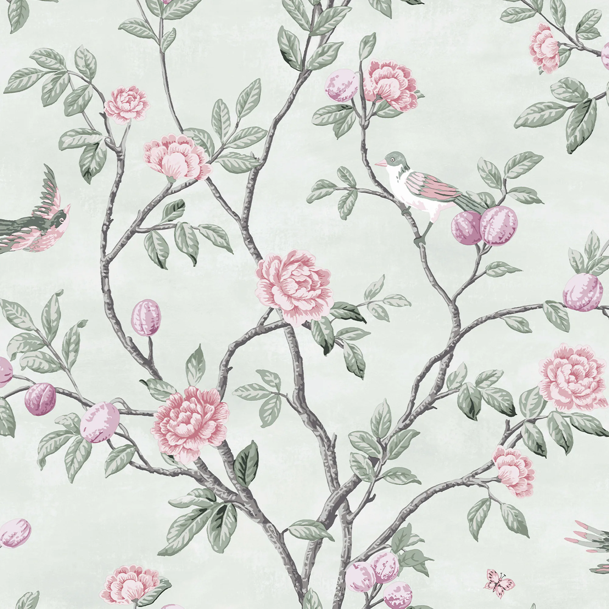 Tapet Laura Ashley Eglantine Eau de Nil 113371 EasyUp, Mönstrad Flerfärgad