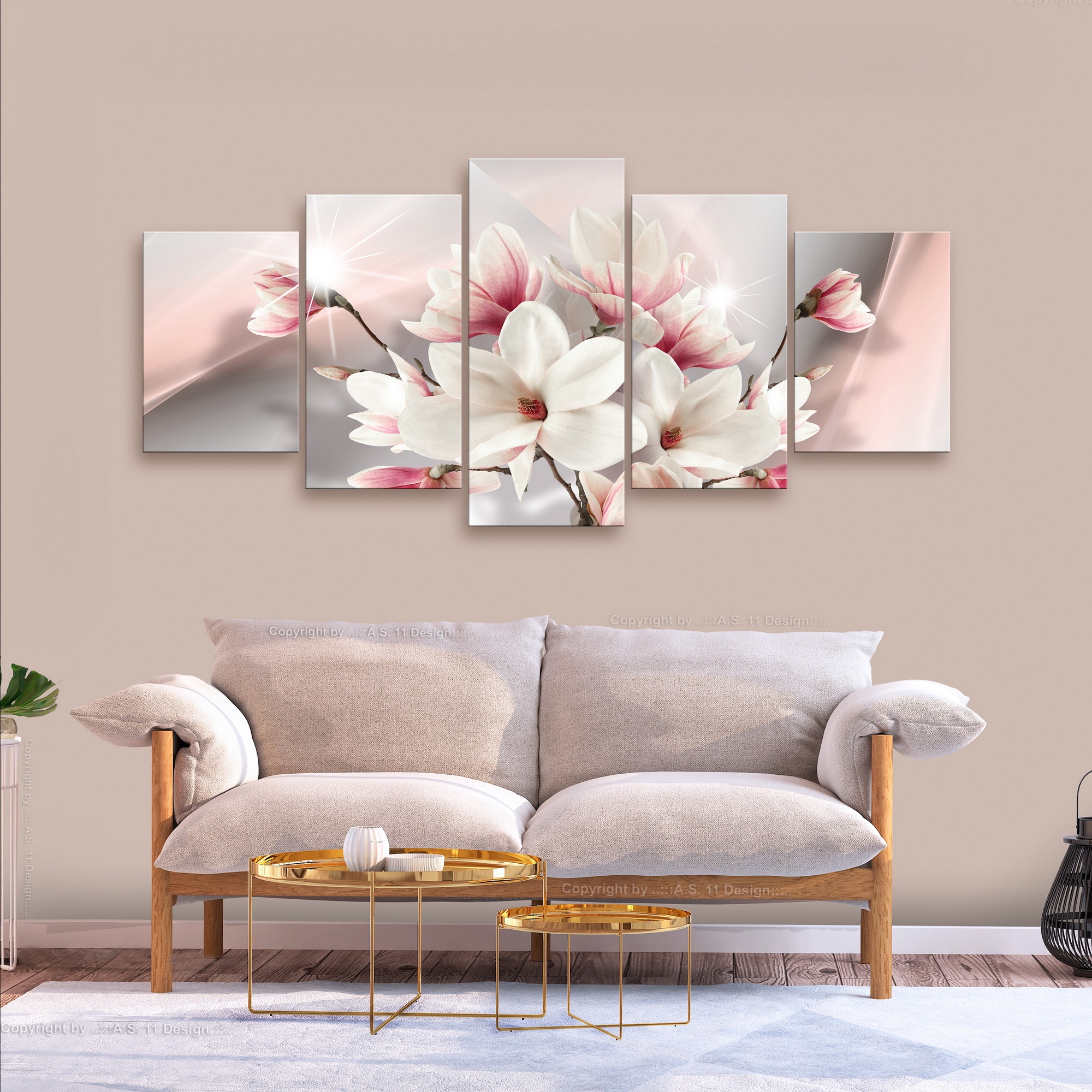 Tavla Arkiio Magnolia In Bloom Wide 5 delar 225x100