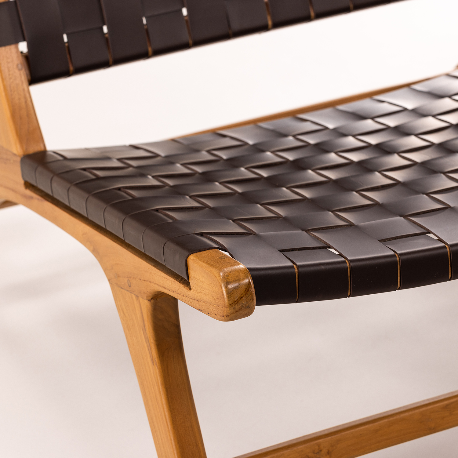 Loungestol Vind Rike Fåtölj i Brun Konstläder & Teak