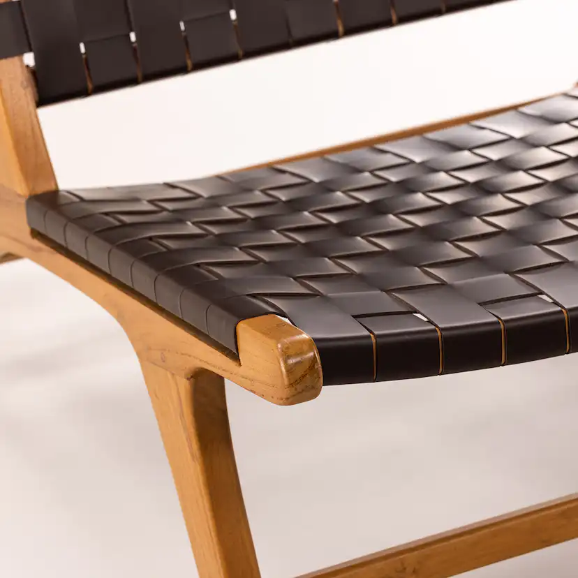 Loungestol Vind Rike Fåtölj i Brun Konstläder & Teak