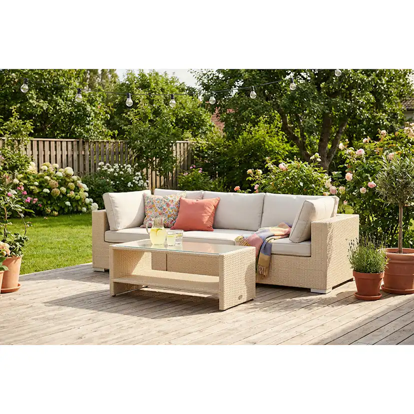 Loungegrupp Comfort Garden Bahamas utesoffa 3-sits med bord och hylla