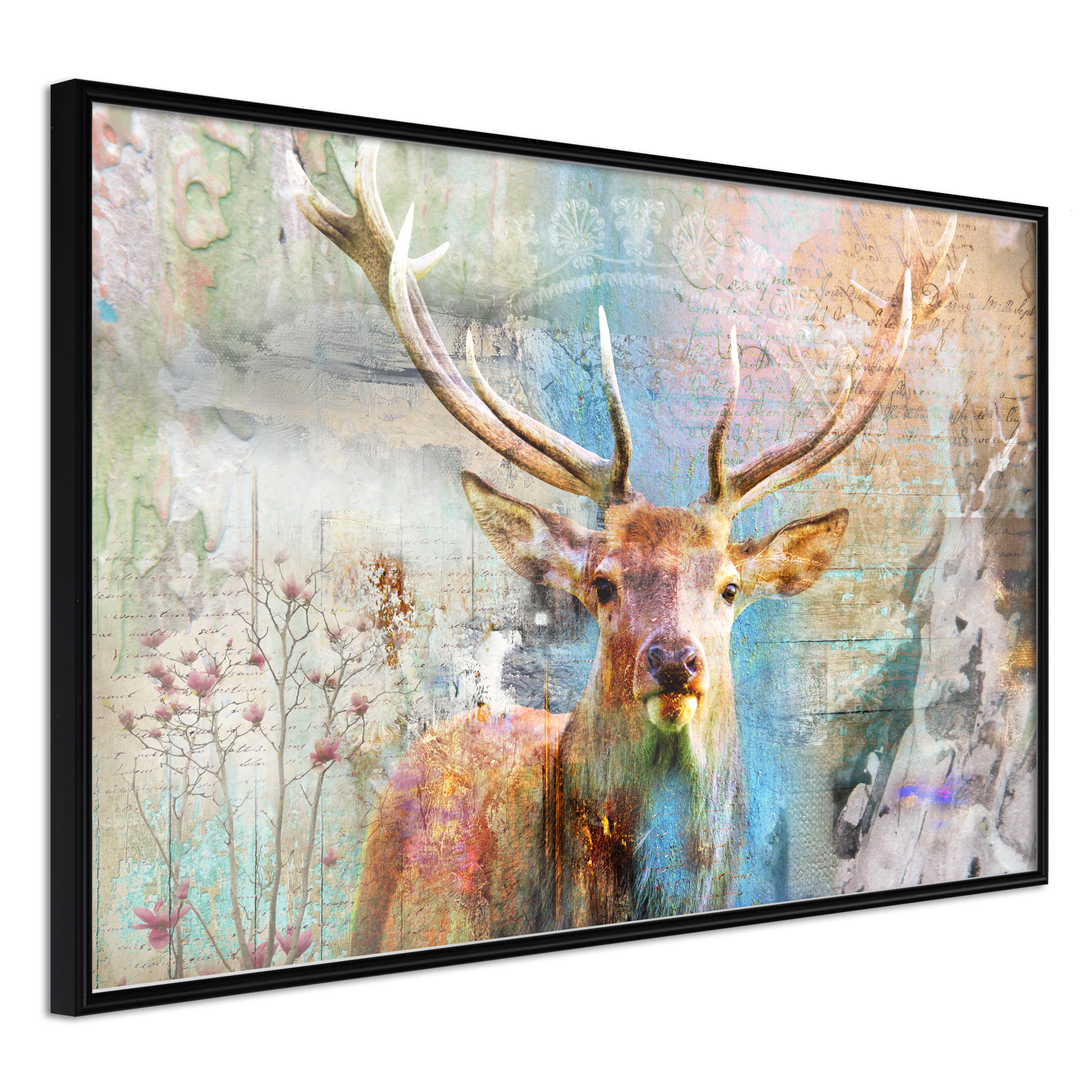 Poster Artgeist Affisch Deer on Wood