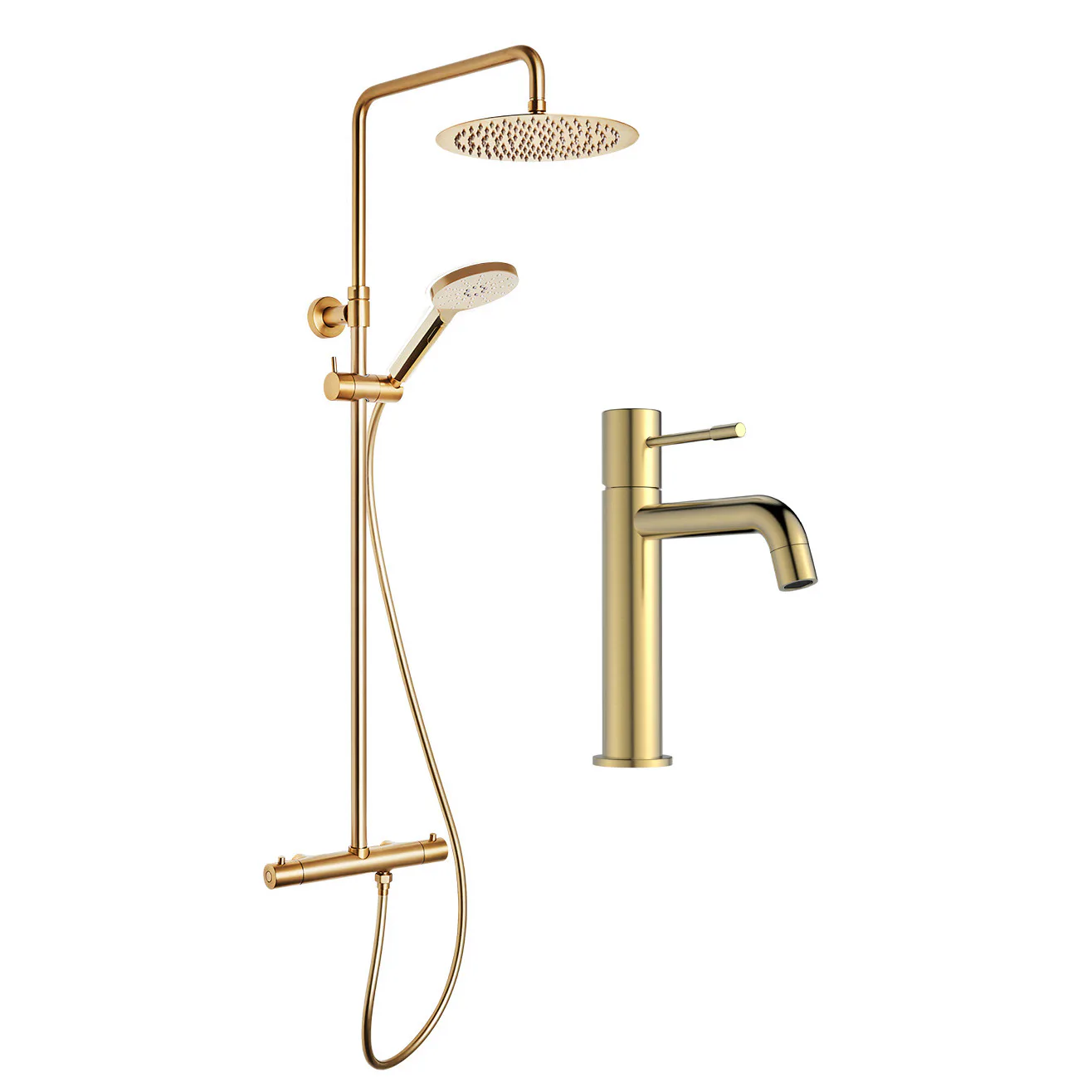 TAKDUSCH FINE 160CC Ø250 MED TVÄTTSTÄLLSBLANDARE LÅG MÄSSING Borstad Mässing