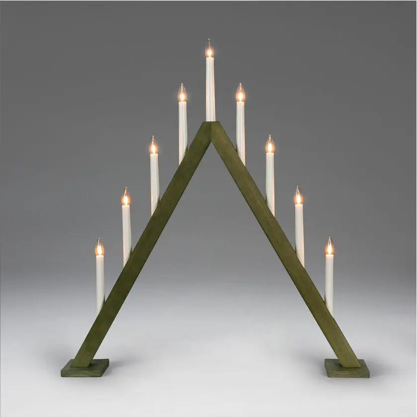 Adventsljusstake Gnosjö Konstsmide 3940 Träljusstake 9 Ljus Grön- 3940-900