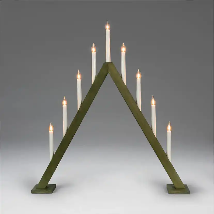 Adventsljusstake Gnosjö Konstsmide 3940 Träljusstake 9 Ljus Grön- 3940-900