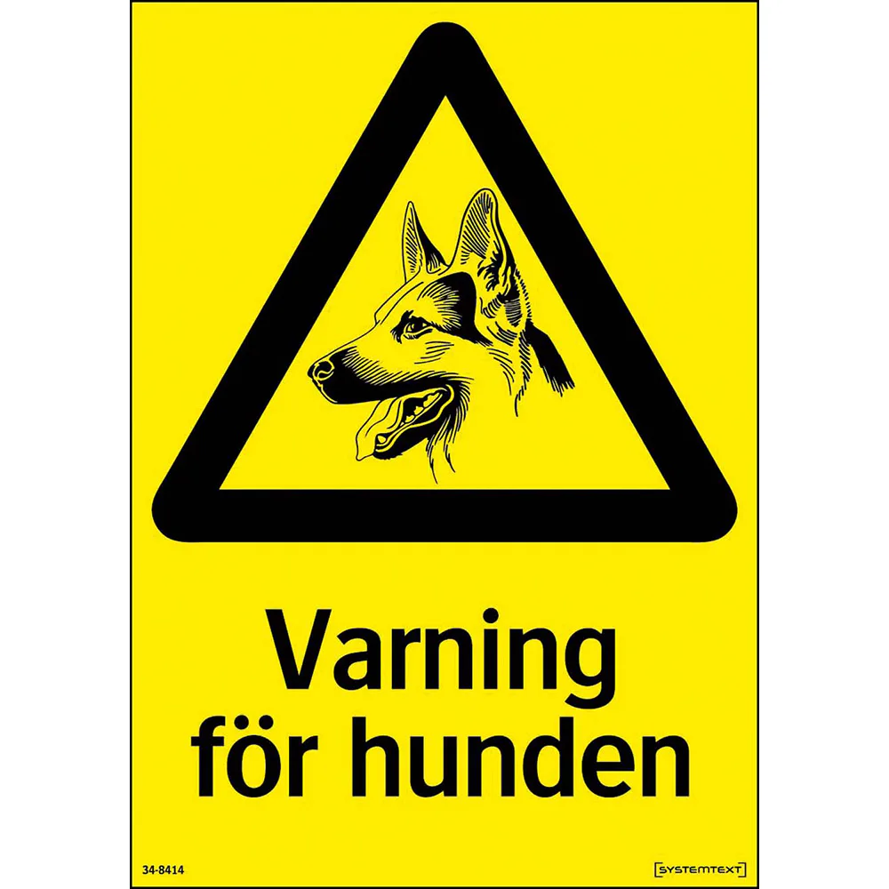 Skylt Systemtext Varning För Hunden 210x297 mm Aluminium