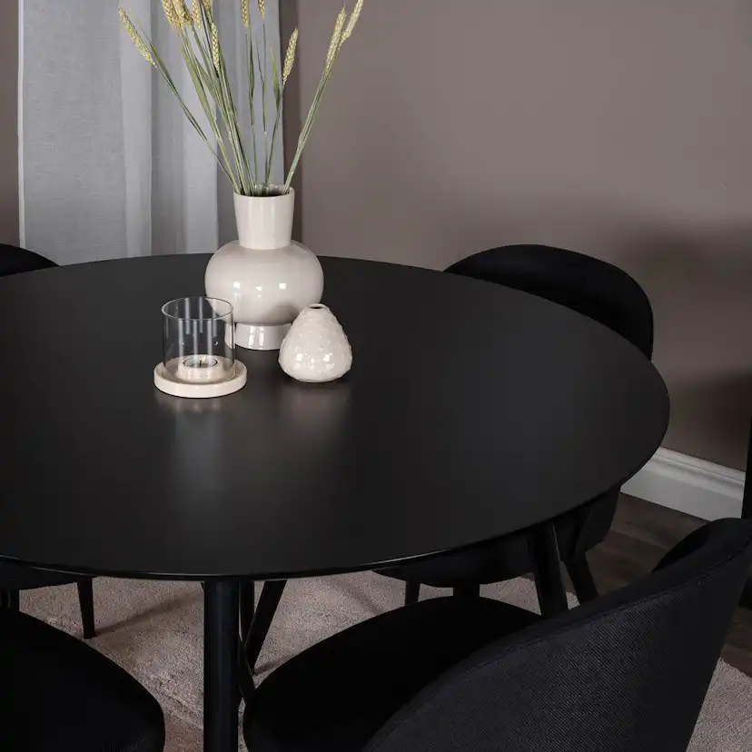 Matgrupp Venture Home Silvia med 4 Valentina Stolar Polyestertyg Runt