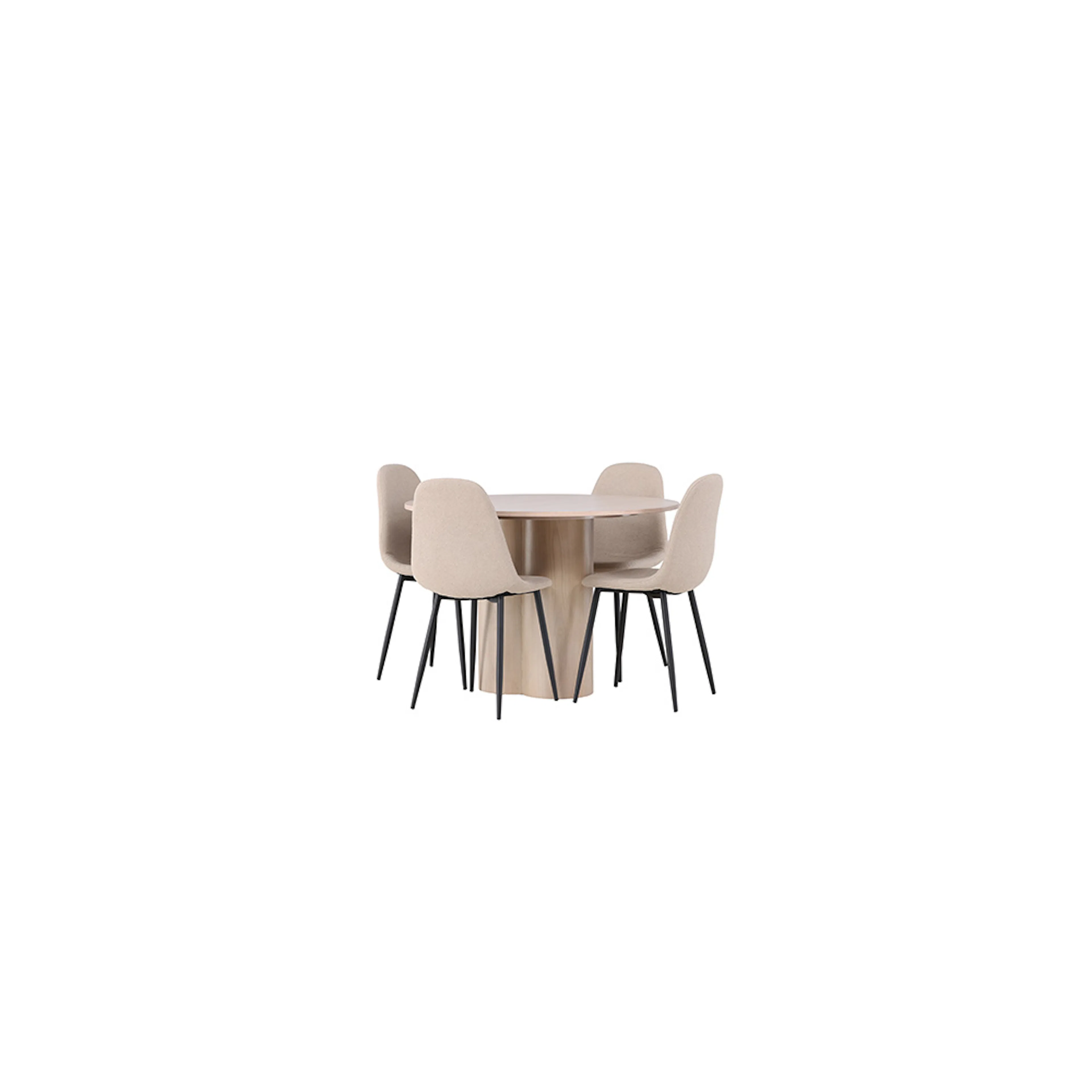 Matgrupp Venture Home Olivia Ø110 cm med 4 st Polar stolar Natur/Beige