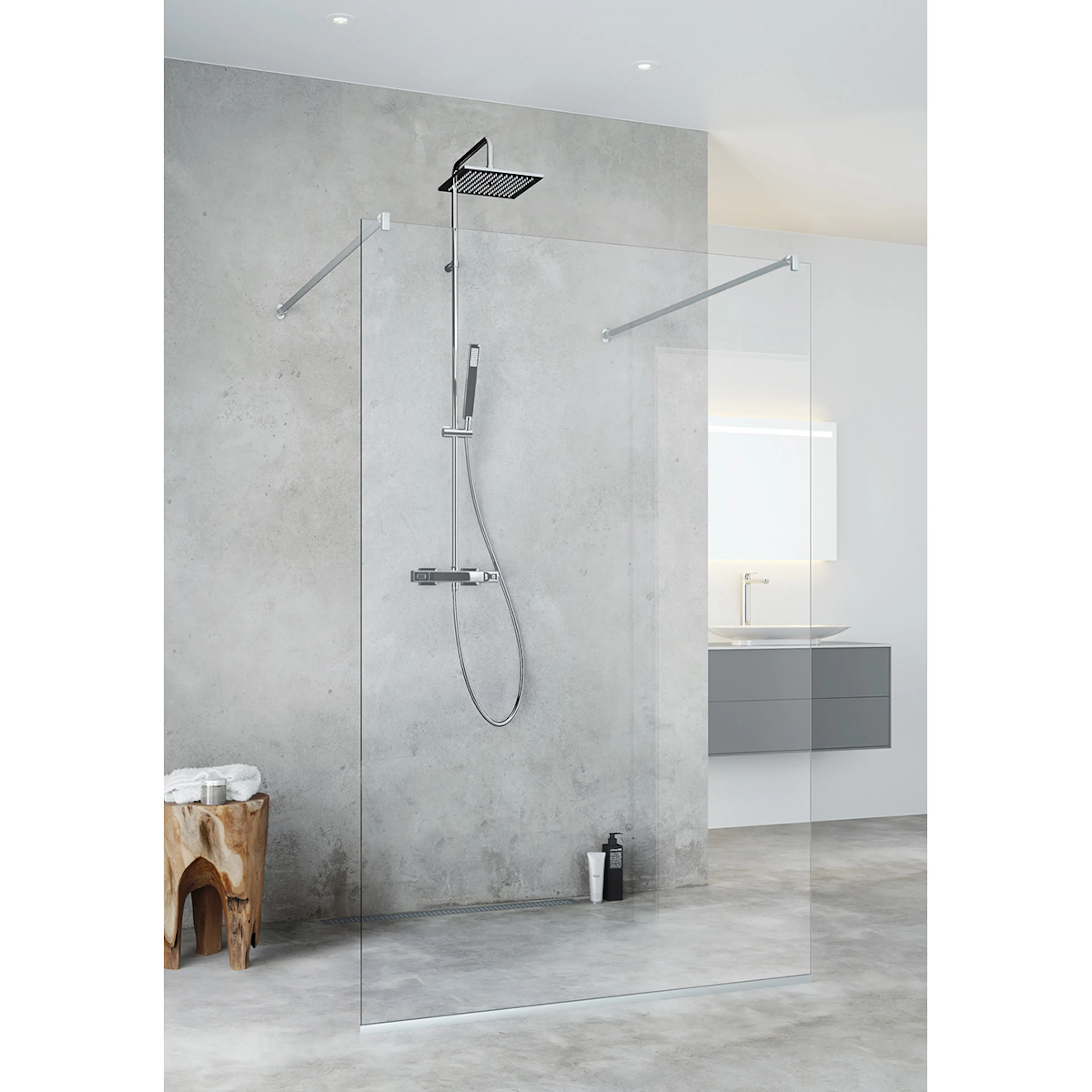 Duschvägg Hafa Igloo Pro I-WALL 100 KLAR NAT Glas: Klarglas, Profil: Aluminium, B: 975 mm