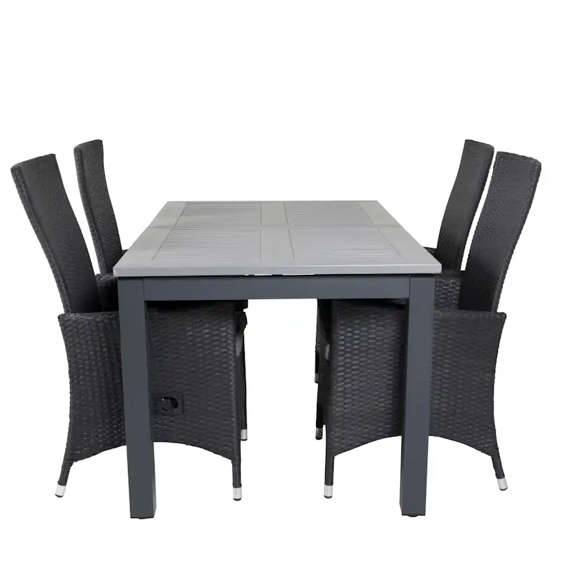 Albany Dining Table 160/240*100 - Svart Alu / Grey Aintwood+ Svart/Grå