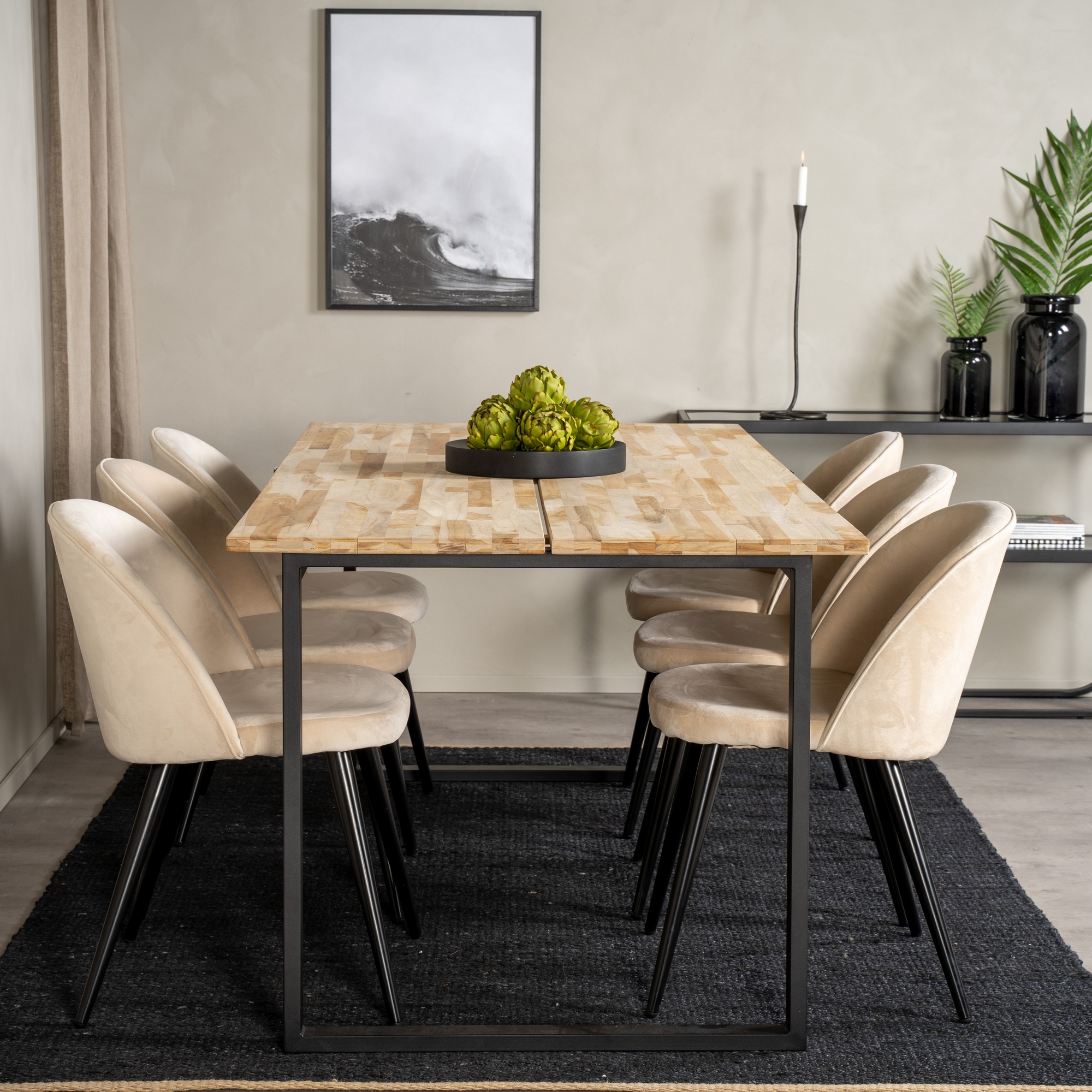 Matgrupp Venture Home Cirebon 200x90 med 6 Velvet Stolar