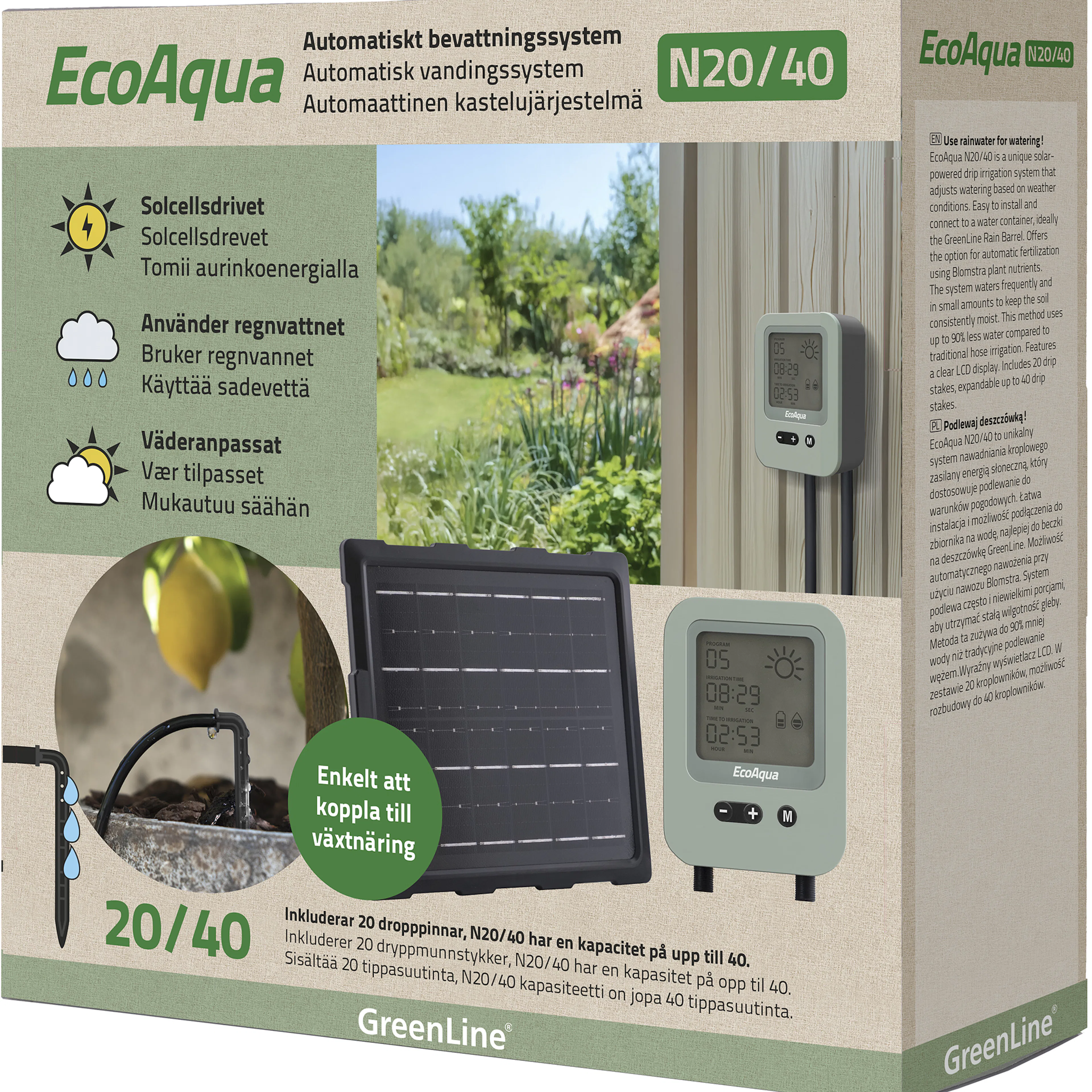 Droppbevattning Greenline N20/40 EcoAqua Automatiskt System