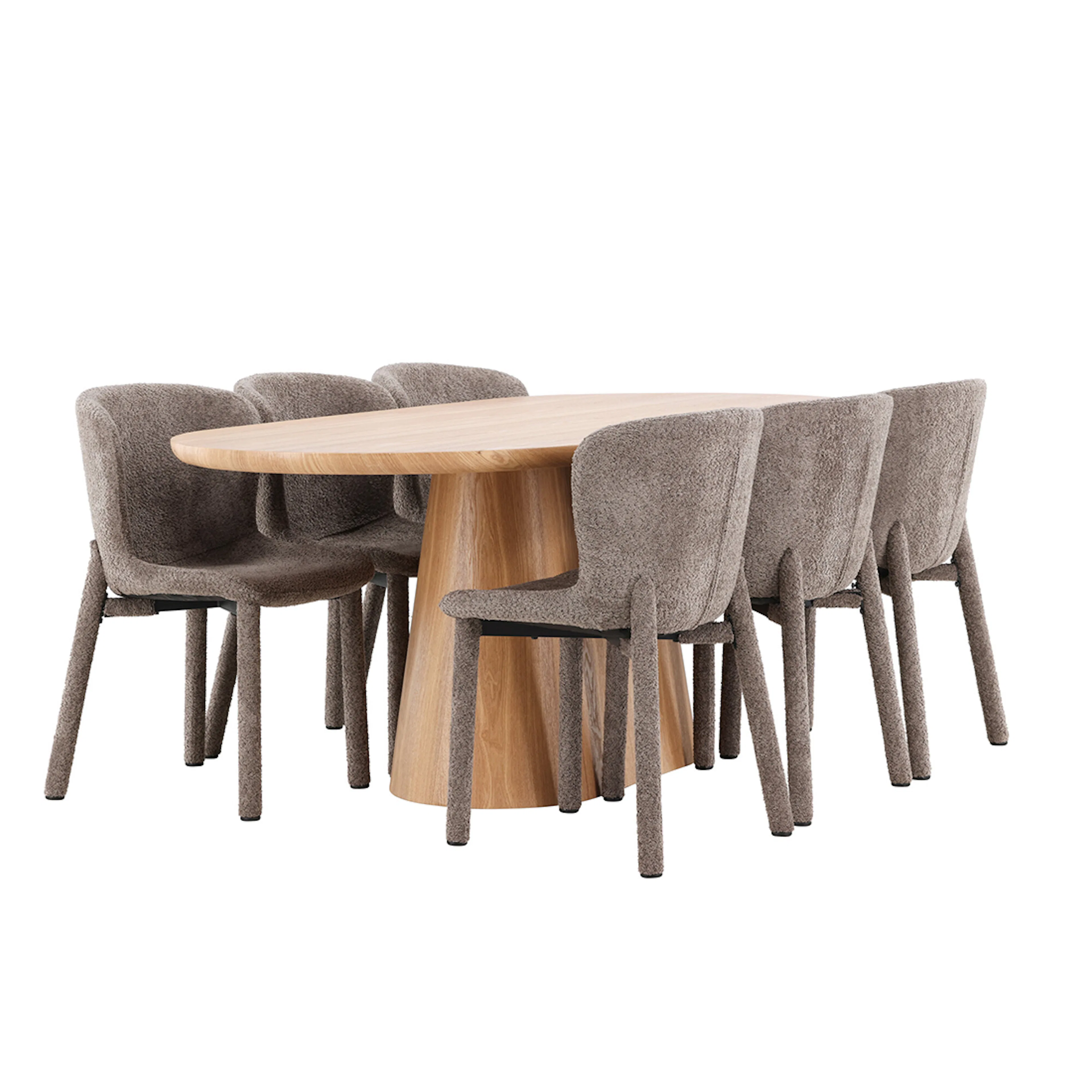 Stjärnö Table - Nature with 6 Astoria Chair - Brown Färg: Natur