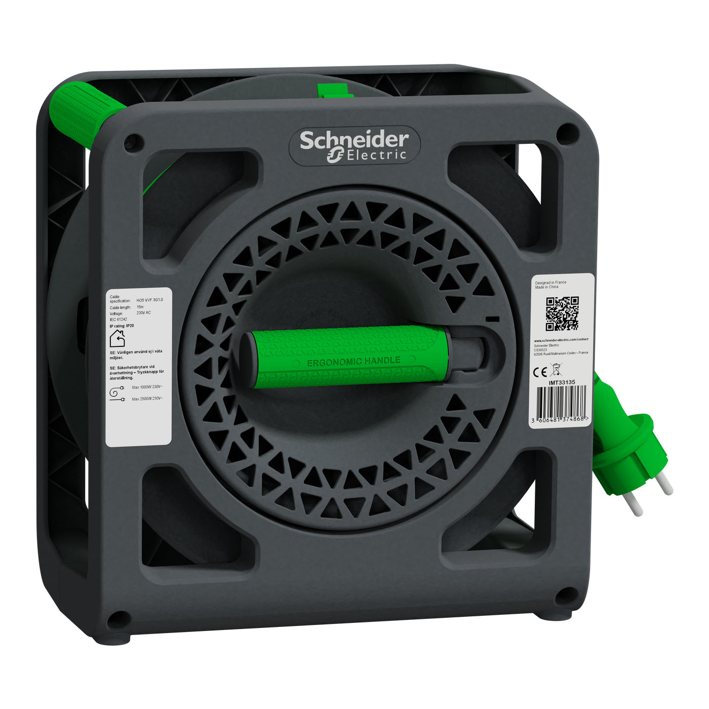 Kabelvinda Schneider Electric Thorsman HO5VVF 3G1.0 IP20 Schuko