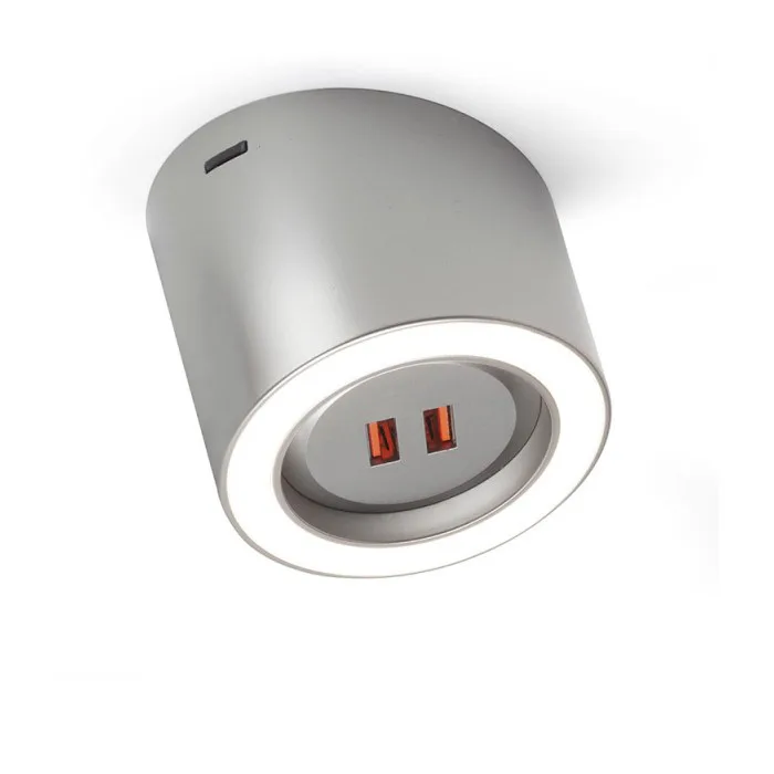 LED-spot Unika 24V 4,5W 2X USB 2700K rf-look Rostfri look