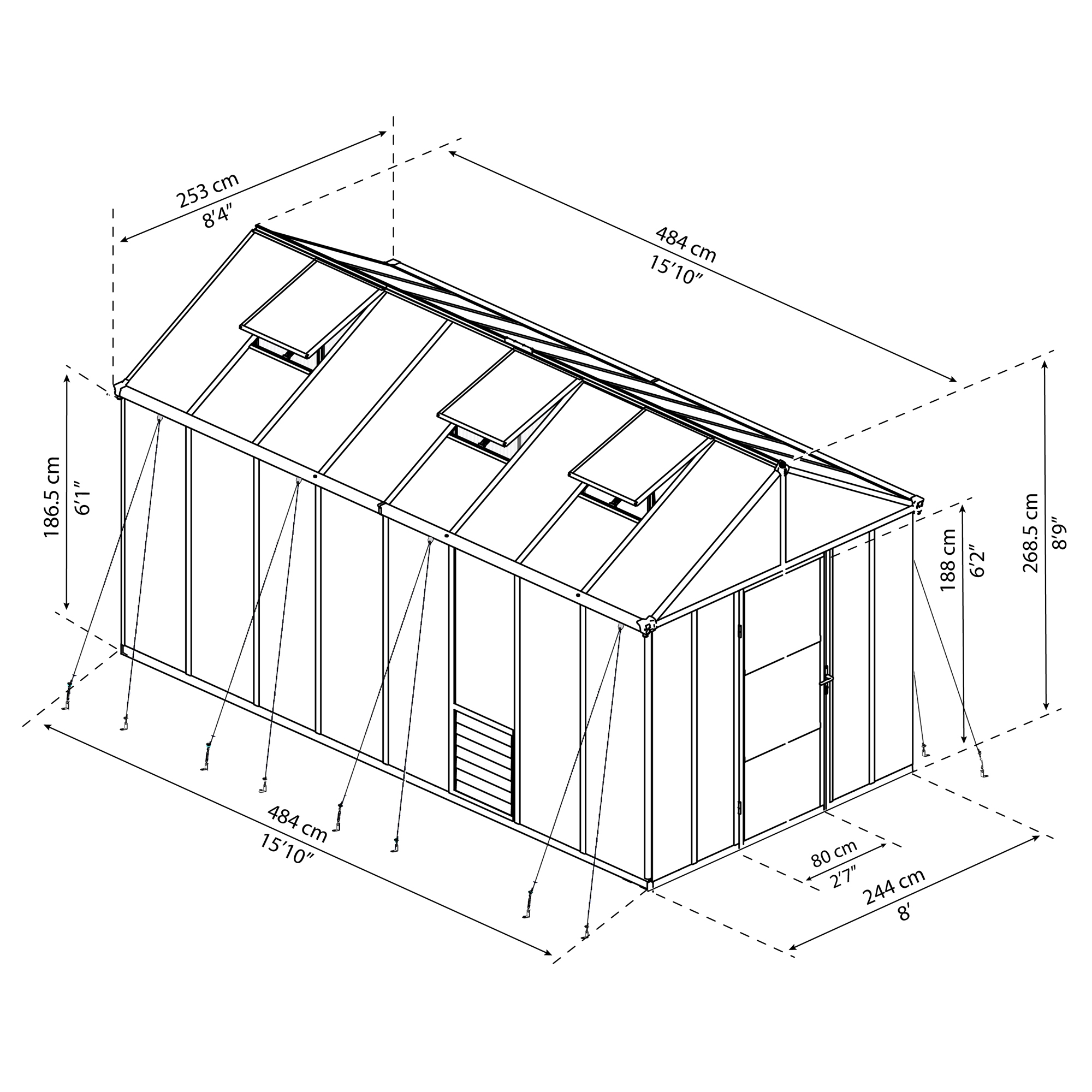 Växthus Canopia by Palram Glory 12,2 m² Mörkgrå