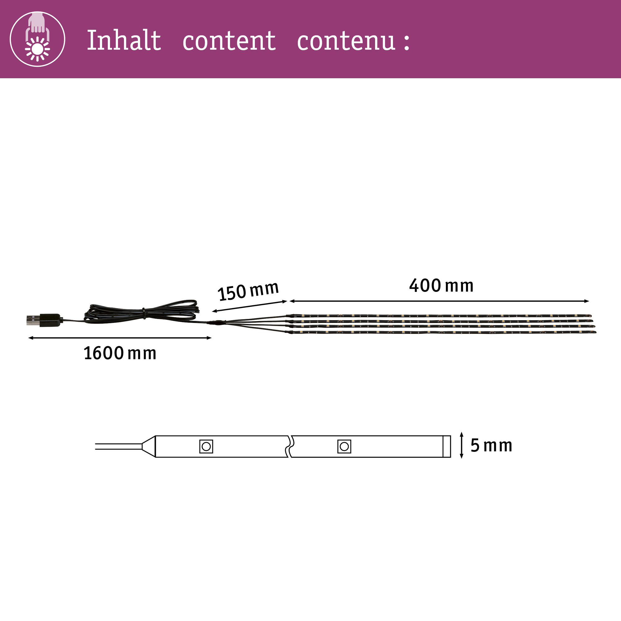 LED-strip Paulmann Ljusslinga för Parasoll USB