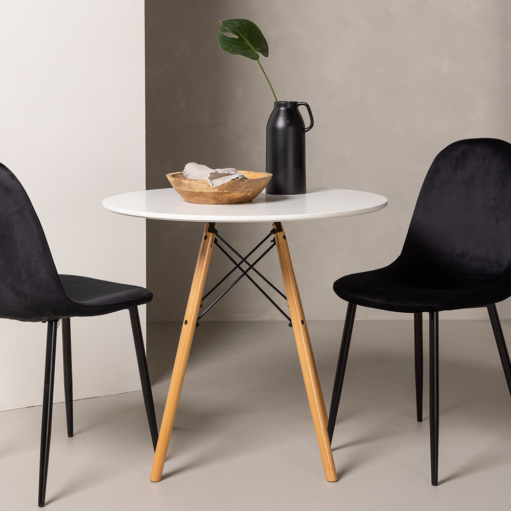 Matgrupp Venture Home Danburi Ø 60 cm med 2 Polar Sammet Stolar