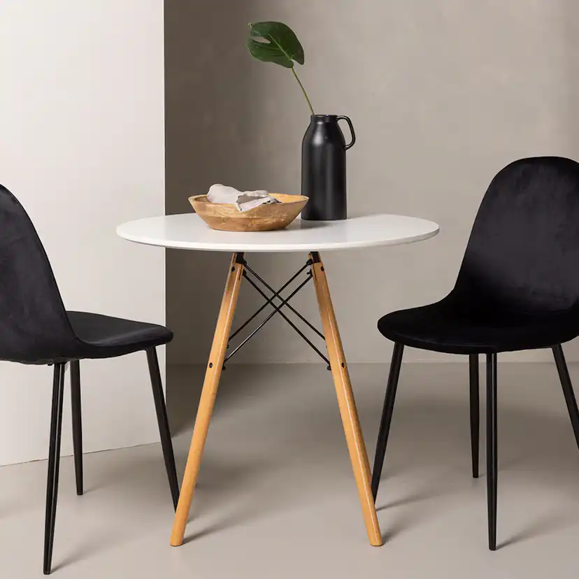 Matgrupp Venture Home Danburi Ø 60 cm med 2 Polar Sammet Stolar